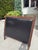Antique Neoclassical Carved Wood & Black Leather Full-Size Headboard, Fluted Posts & Pinecone Finials For Sale - Image 4 of 12
