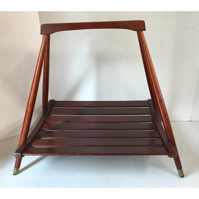 Mid Century Scheibe Wooden Slat Magazine Rack For Sale - Image 10 of 10