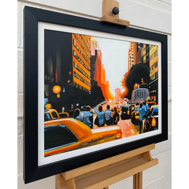 Figures at Manhattan Henge Sunset New York City by Leading British Urban Artist, 2014 For Sale - Image 10 of 13