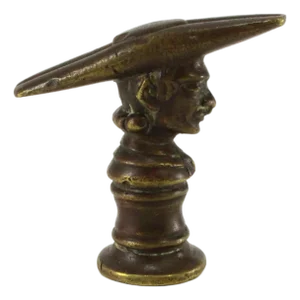 18th / 19th C. Apothecary Bronze Masher Pestle, Figural With Man in Bicorn Hat