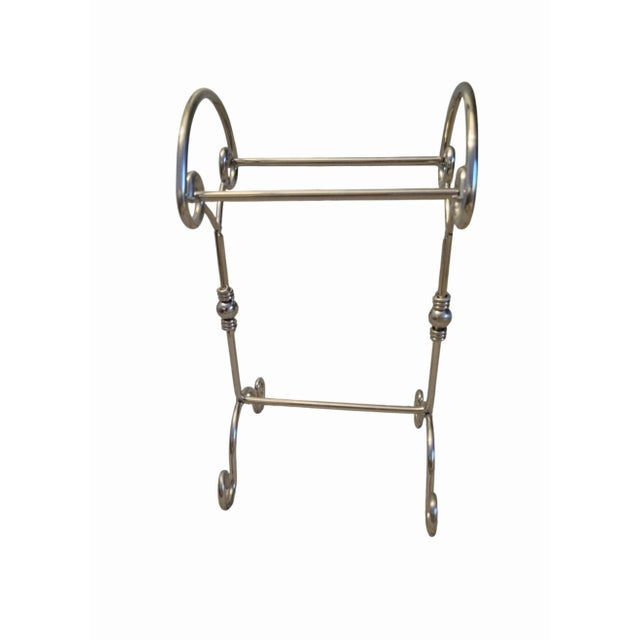 English Polished Nickel Silver Scroll Bathroom Wash Cloth Towel Vanity Stand For Sale - Image 3 of 6