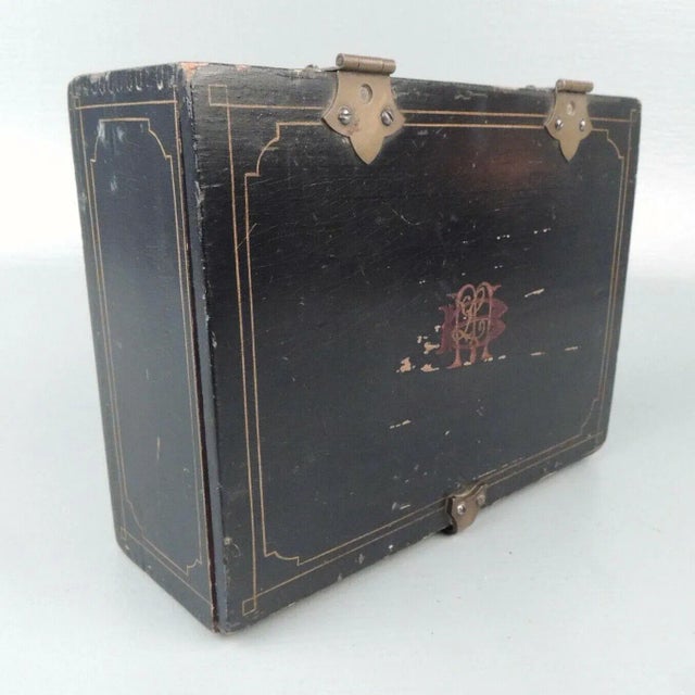 Antique Painted Folk Art Lift-Lid Wooden Box For Sale - Image 4 of 13