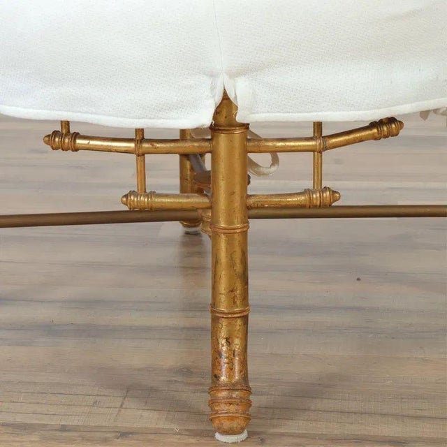 Traditional Antique French Bamboo Form Giltwood Stool For Sale - Image 3 of 4
