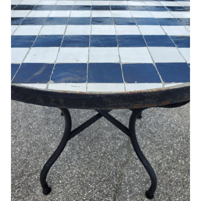 2010s 36" Black & White Moroccan Mosaic Table For Sale - Image 5 of 7