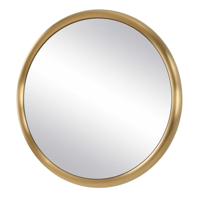 Kenneth Ludwig Chicago Atkinson Modern Brass Round Mirror For Sale - Image 4 of 6