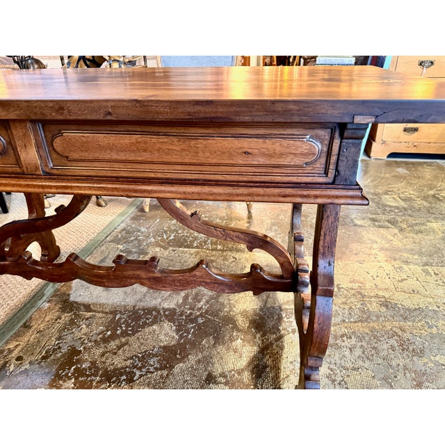 Brown Italian Baroque-Style Writing or Side Table in Walnut, 19th Century For Sale - Image 8 of 14