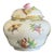 Herend Queen Victoria Porcelain Covered Urn or Ginger Jar With Pink Rose Finial Top and Basket Weave 6"x6"x6" For Sale