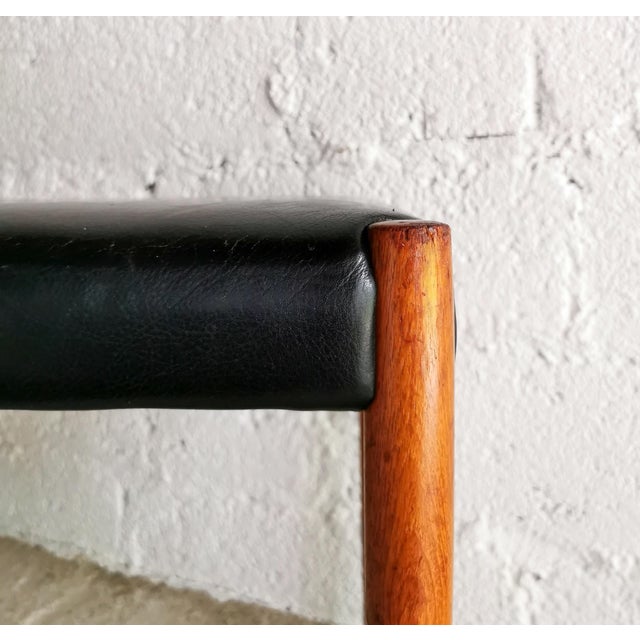 Mid-Century Teak and Leather Stool, Scandinavia, 1960s For Sale - Image 4 of 8