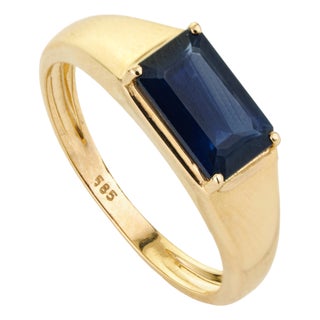 VRJewels 1.72ct Sapphire Vintage Signet Ring Size 5 in 14k Yellow Gold For Sale