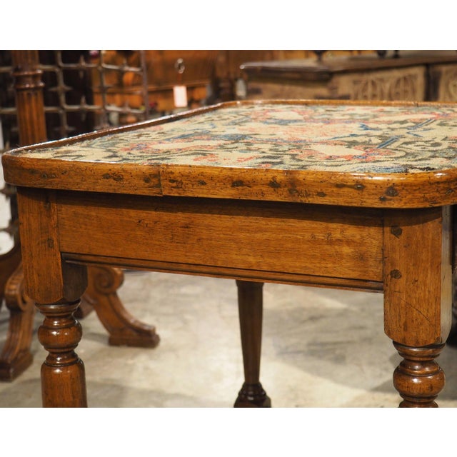 Brown 17th Century French Burgundian Walnut Side Table With 19th Century Needlework For Sale - Image 8 of 18