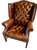 Pair of Vintage Chesterfield Wingback Chairs in Brown Leatherette For Sale - Image 4 of 9