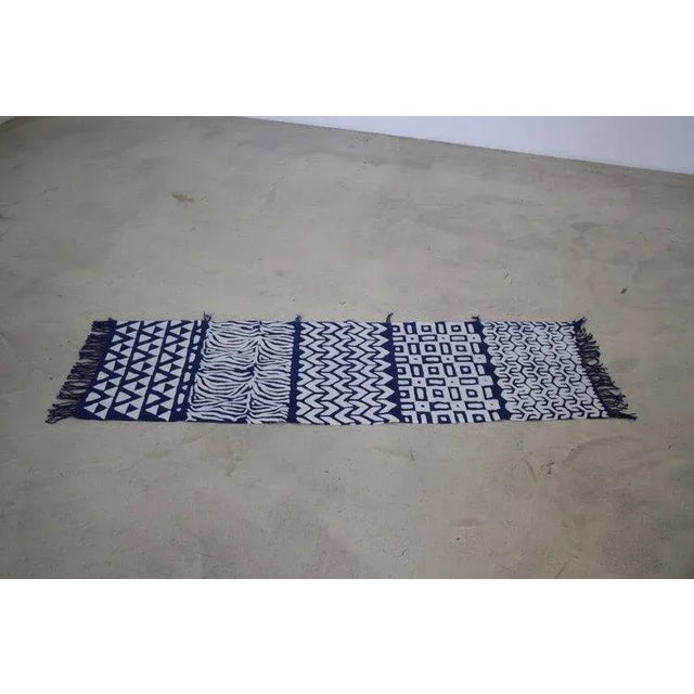 Boho Chic Blue & White Five Panel Table Runner For Sale - Image 3 of 5