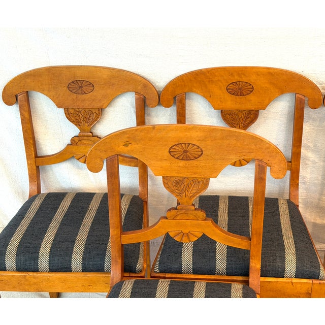 19th C Swedish Biedermeier Flame Birch Dining Chairs - Set of 6 For Sale - Image 10 of 11