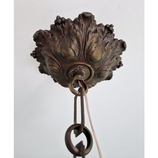 Large Art Deco Pendant Light in White Opaline Glass, 1930s For Sale - Image 10 of 13