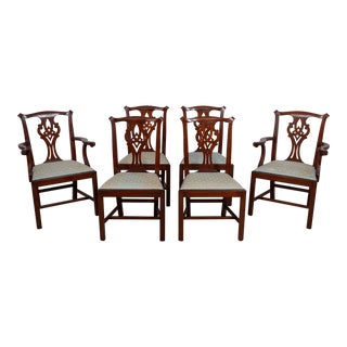 Set of 6 Henkel Harris Chippendale Mahogany Dining Room Chairs For Sale