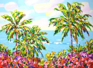 Palm Trees. Ocean 10 Original Contemporary Painting