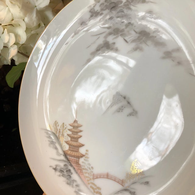 Gold 1920s Sone China Rose Gold Pagoda Dinnerware For Sale - Image 8 of 11