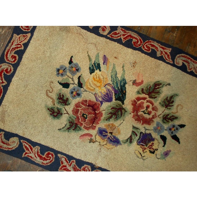 1900 - 1909 1900s, Handmade Antique American Hooked Rug 2.2' X 3.4' For Sale - Image 5 of 6