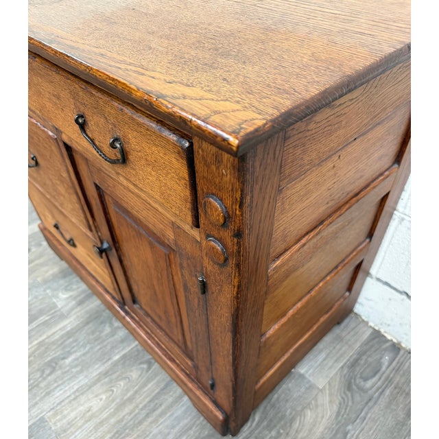 Antique Arts & Crafts Oak Washstand With Castors For Sale In Kansas City - Image 6 of 16