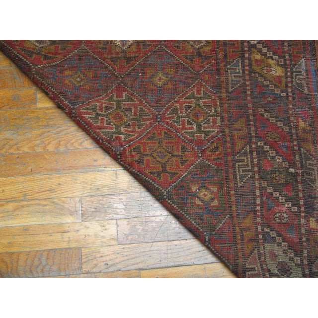 Late 19th Century 1880s Multicolor Geometric Tribal Antique Nw Persian Rug 4'3" X 9'0" Handwoven Wool Carpet For Sale - Image 5 of 5