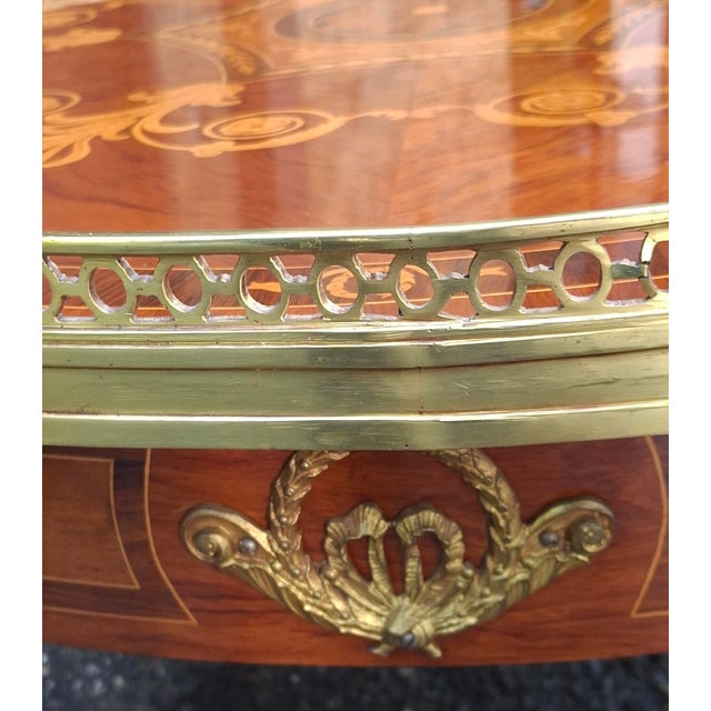 Mid 20th Century French Empire Style Mahogany Marquetry and Ormolu Mount Galleried Coffee Table For Sale - Image 11 of 11