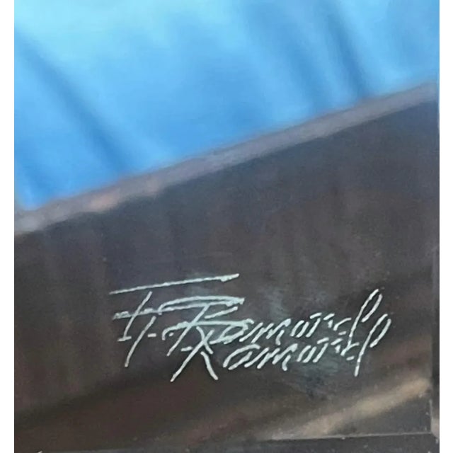 Fredrick Ramond Mirror and Console Table, U.S.A. , 1970's Mirror signed lower right, brushed steel having brass elements,...