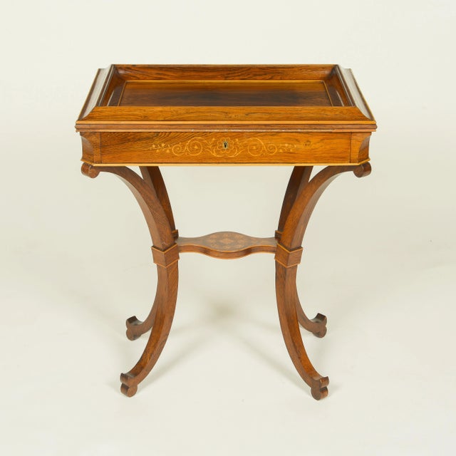 Biedermeier Biedermeier Inlaid Rosewood and Fruitwood Work Table For Sale - Image 3 of 11