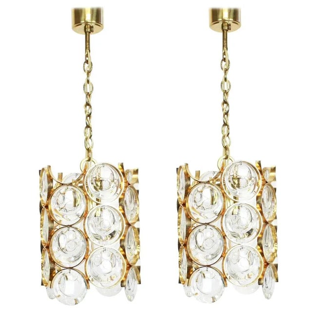 Petite German Gilded Brass Pendants by Sciolari for Palwa, 1970s, Set of 2 For Sale - Image 14 of 14