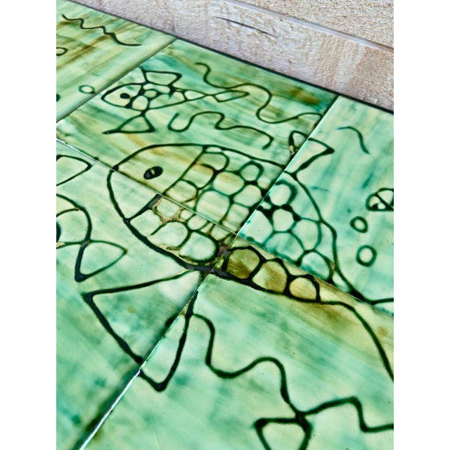 Black Mid-Century Modern Ceramic Tile Coffee Table with Fish Motif, 1960s For Sale - Image 8 of 9