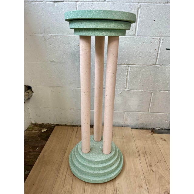 Striking vintage Postmodern pedestal or plant stand dating to the 1980s. The sculptural design features three slender...
