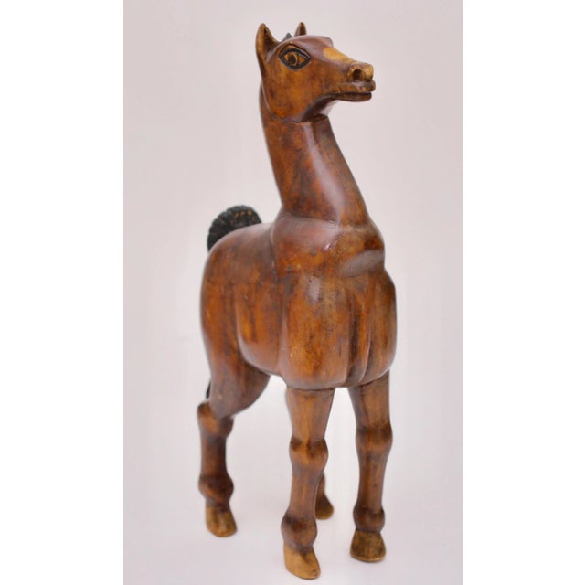 Figurative Vintage Carved Wooden Horse For Sale - Image 3 of 11