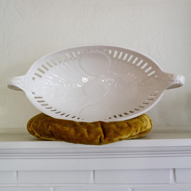 White Italian Footed Pedestal Fruit Bowl With Ceramic Fruits Centerpiece For Sale - Image 12 of 17