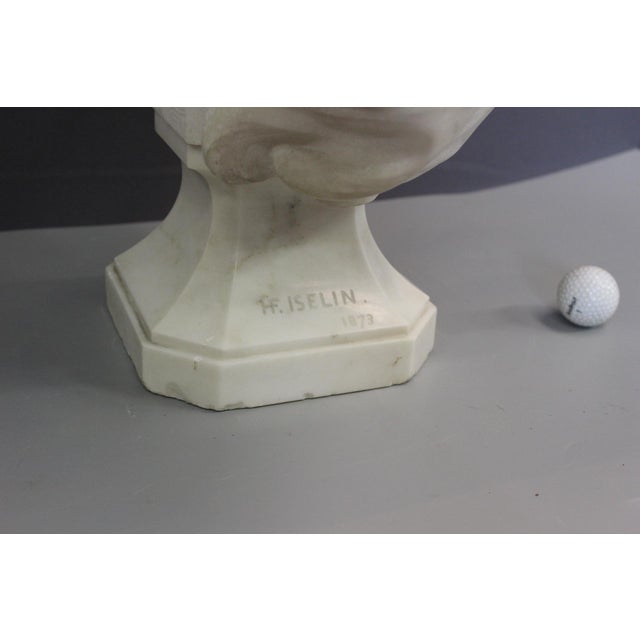 H. F. Iselin, Bust of a Woman, 1873, Carrara Marble For Sale - Image 3 of 17