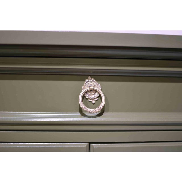 Mid Century French-Inspired Sideboard With Louis XV Brass Hardware by Dixie - Newly Painted For Sale - Image 9 of 16