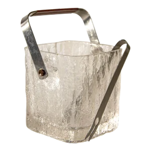Vintage Hoya Glacier Ice Bucket With Textured Ice Glass, Japan, Circa 1960s