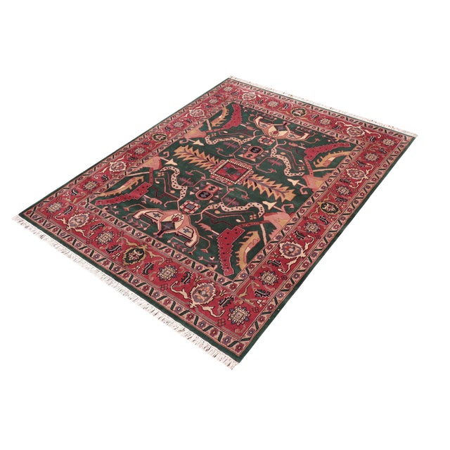 Shabby Chic Shabby Chic Artisan Green/Rust Hand Knotted Wool Rug - 8'2'' X 9'10'' For Sale - Image 3 of 9
