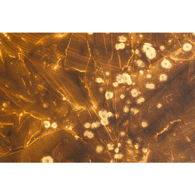 Vintage 1970s Burlwood Style Brown Laminate Parsons Dining Table With Leaves For Sale In Detroit - Image 6 of 7
