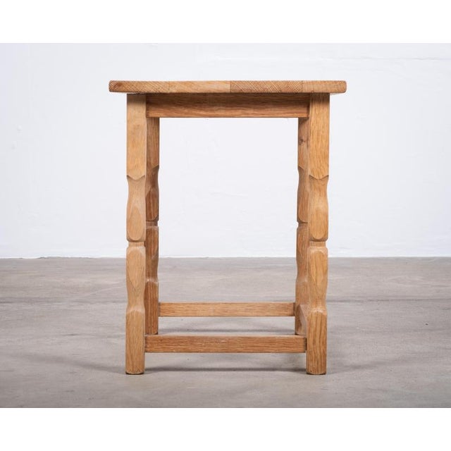 1970s Brutalist Danish Oak Side Table attributed to Henning Kjærnulf, 1970s For Sale - Image 5 of 7