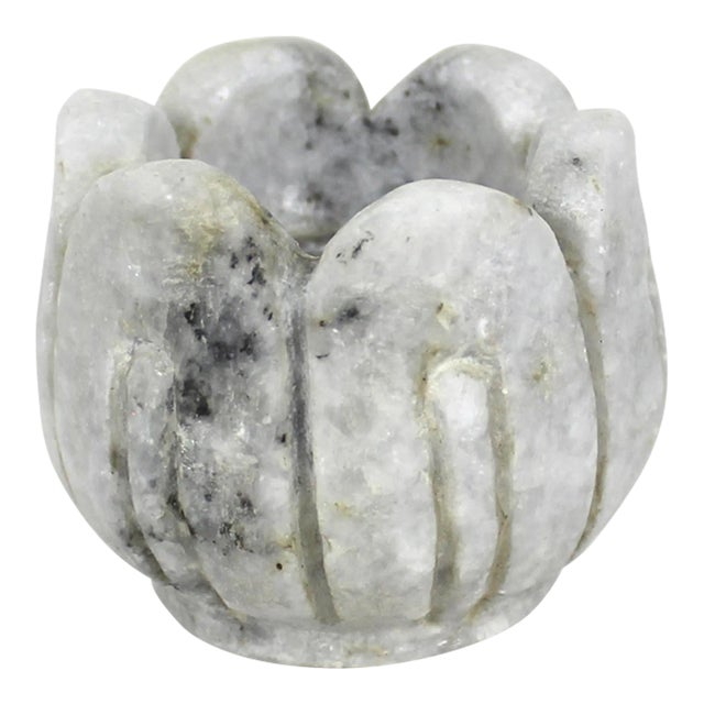 Vintage Carved White Marble Tea Light Candleholder For Sale