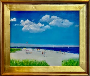 "A Perfect Beach Day" Oil Painting in Representational Style by Artist Christine Frisbee