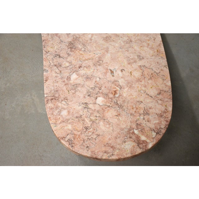 1960s Refinished Cherry Pink Marble and Brass Coffee Table For Sale - Image 4 of 11