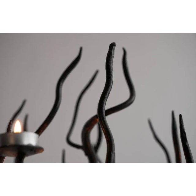 Brutalist Large Tree Shaped Candleholder in Hand Forged Steel, 1960s For Sale - Image 3 of 12