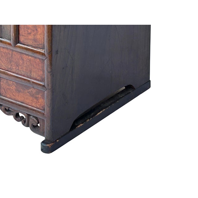 Wood Oriental Two Brown Tone Butterflies Hardware End Table Nightstand For Sale - Image 7 of 12