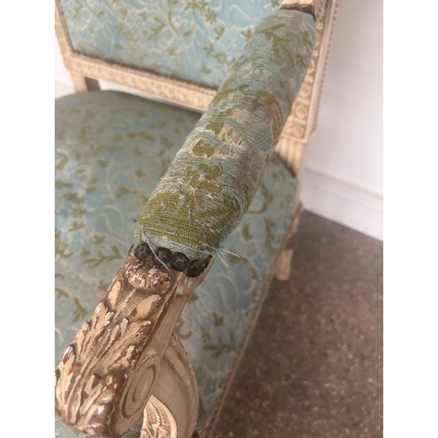 19th Century Antique 19th Century Louis XVI Fauteuil Neoclassical French Accent Arm Chair For Sale - Image 5 of 8