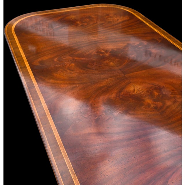 Jonathan Charles Regency Crotch Mahogany Non-Extendable Dining Table For Sale - Image 11 of 13