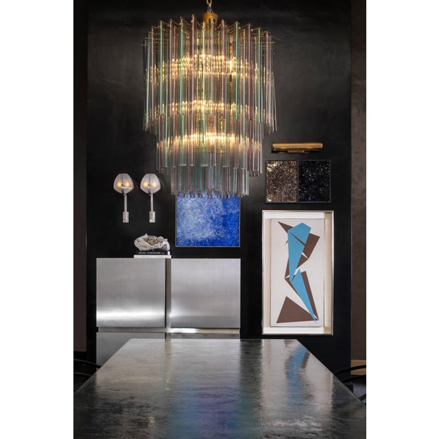 Metal Vintage Italian Glass Chandelier by Venini, 1964 For Sale - Image 7 of 14
