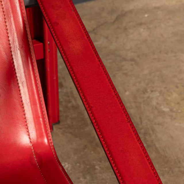20th Century Italian Red Leather Chair by Toussaint & Angeloni for Matteo Grassi, 1970 For Sale - Image 16 of 18