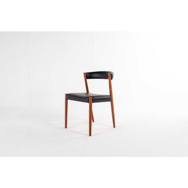 1960s Danish Teak Dining Chairs in Black Skai, 1960s, Set of 4 For Sale - Image 5 of 11