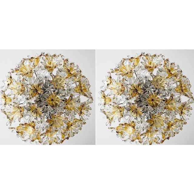 Paolo Venini Pair of Venini 1970s Esprit Ceiling Mount Fixture by Toni Zuccheri For Sale - Image 4 of 9