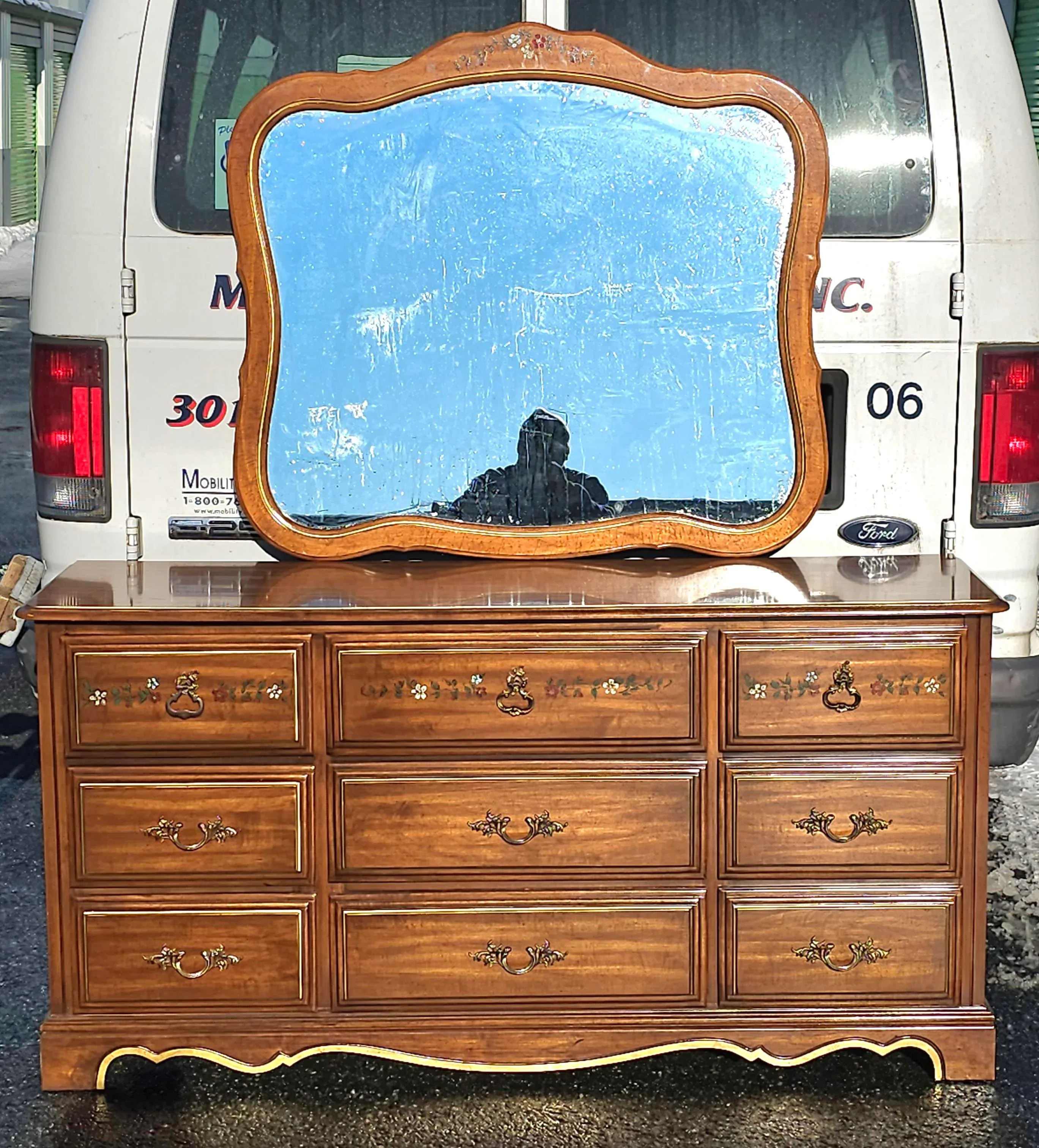 Henry Link Furniture Ornate and Partial Gilt Dresser With Lenoir